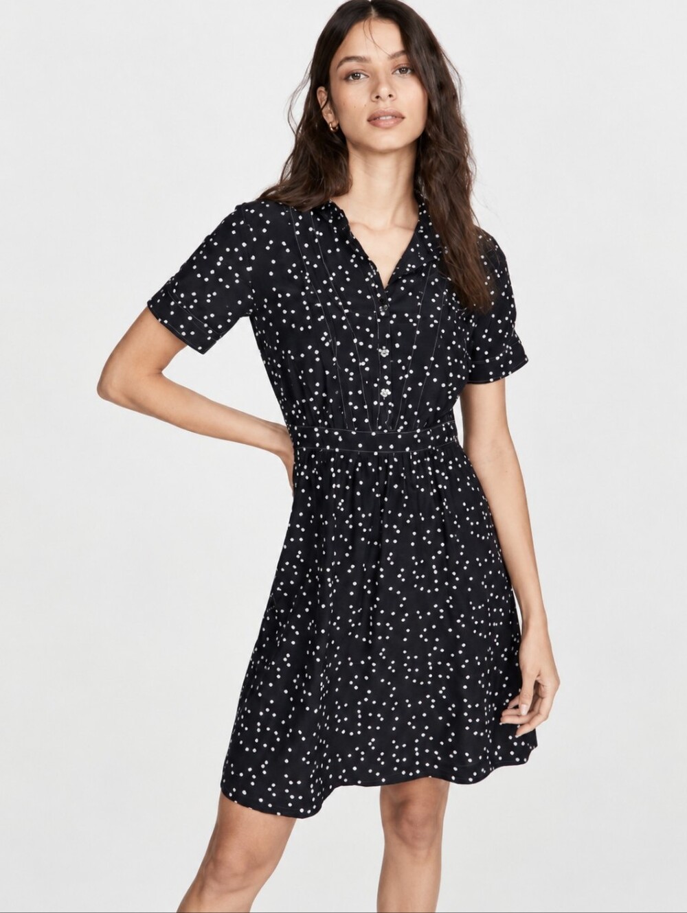 A.P.C. Camille Mini Dress sz 34 Dark Navy Silk